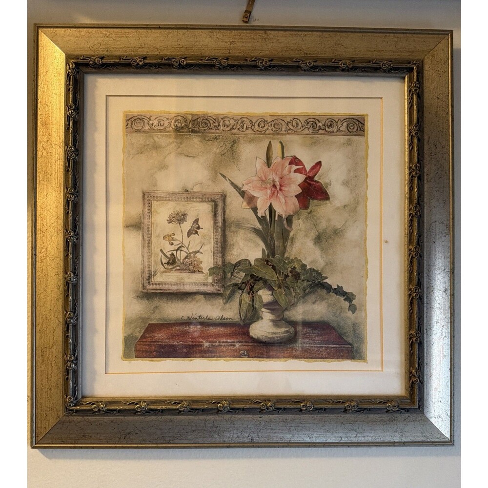 Lovely Floral Art Print – Framed and Matted – VGC – BEAUTIFUL ART PIECE - OLSON